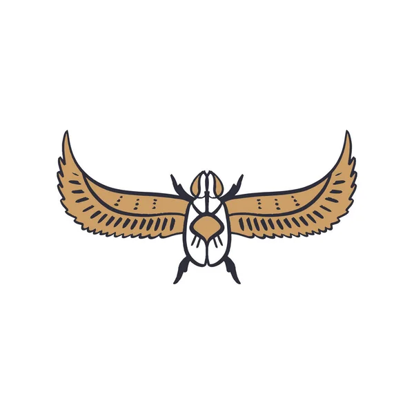 Starověký Egypt Symbol Brouk Prvek Obrysový Obrázek Linie Umění Hmyzu — Stockový vektor