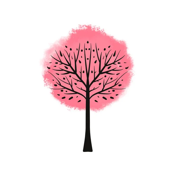 Cherry Blossoms Stylized Card Holiday Sakura Japan Tree Hand Drawn — Stock Vector