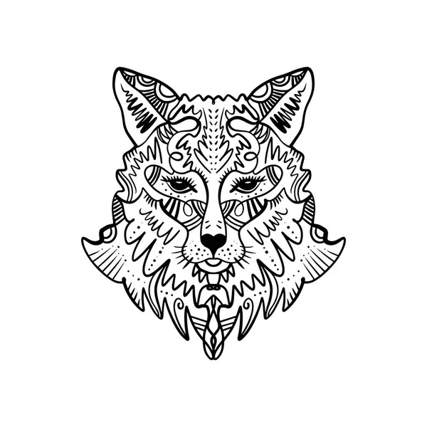 Schöne Totempfahl Wolf Oder Fuchs Boho Hippie Illustration Für Skizzen — Stockvektor