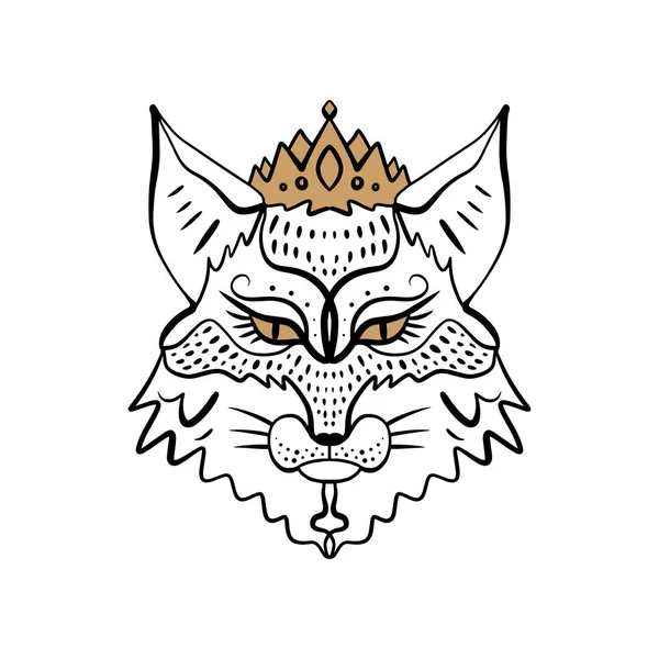 Vzorované Hlavu Manula Král Kočka Zvířecí Tvář Bílém Pozadí Totem — Stockový vektor