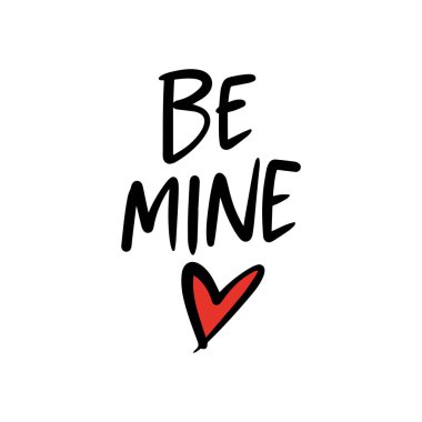 Valentine's Day yazı metin şık kartpostal, el ilanı, afiş. Kalp şeklinde. Şirin şirin illüstrasyon