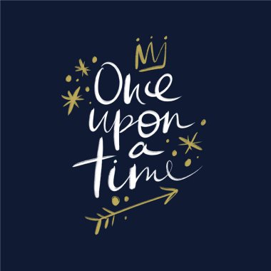 Bir zamanlar yazı. Sihirli sanat. Dekor öğesi, malzeme ve grafik tasarımı için yazdırma. Hediye kartı ve çocuk ürünleri için iyi