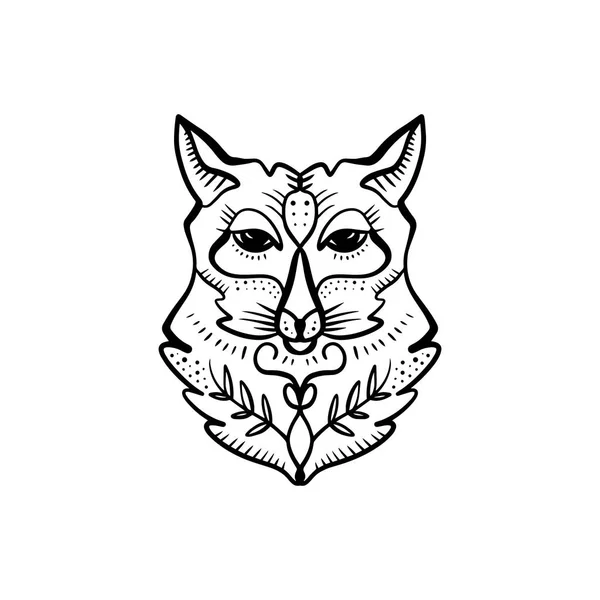 Hermoso Tótem Lobo Zorro Ilustración Hippie Boho Para Bocetos Tatuajes — Vector de stock