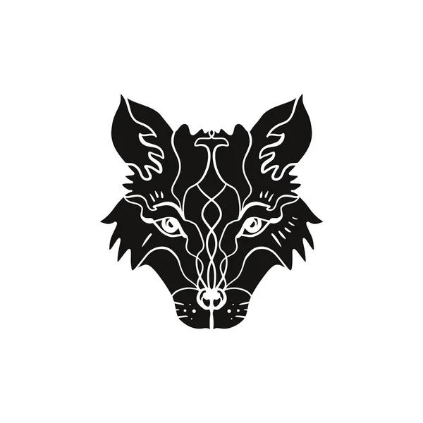 Zwierzęcy Tatuaż Flash Totem Piękny Wilk Lub Fox Northen Boho — Wektor stockowy