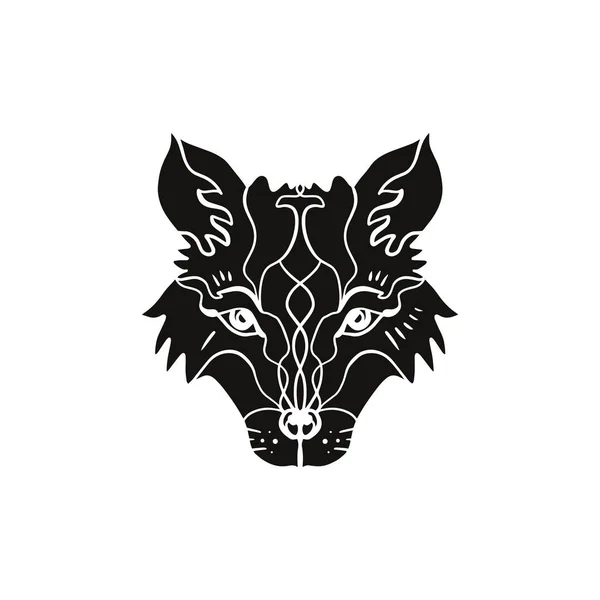 Tatuaje Flash Animal Hermoso Tótem Lobo Zorro Estilo Hippie Boho — Vector de stock