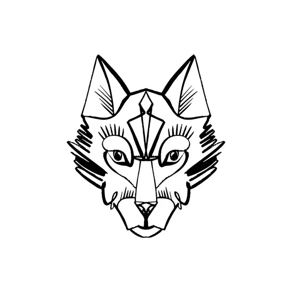 Patterned Head Wolf Dog Animal Face White Background North Totem — Stock Vector