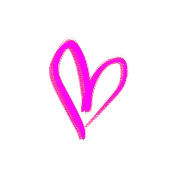 Néon Lumineux Rose Vif Signe Cardiaque Isolé Sur Fond Blanc — Image vectorielle