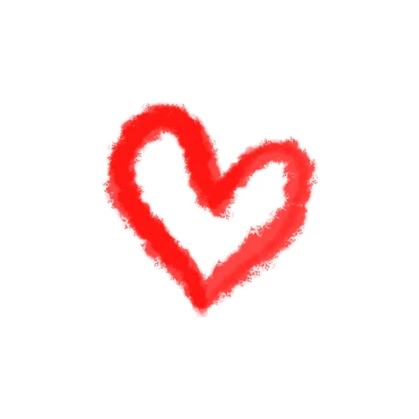 Corazón Rojo Aislado Sobre Fondo Blanco Textura Acuarela Día San — Archivo Imágenes Vectoriales