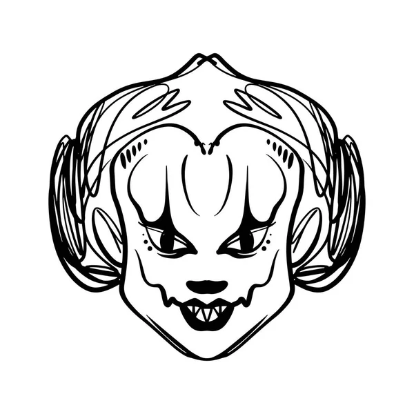 Böse Schreckliche Clownskunst Halloween Masken Illustration Cliparts Editierbare Details Einzigartiger — Stockvektor