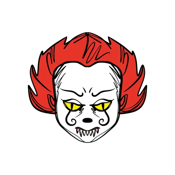 Arte Palhaço Ruiva Horrível Mal Ilustração Máscara Halloween Clipart Detalhes —  Vetores de Stock