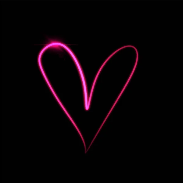 霓虹灯情人节向量背景与心脏形状 节日节日设计 — 图库矢量图片