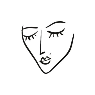 Vektör basit el Siyah beyaz moda portre resim çizilmiş. Tek renkli yazdırma için giyim, Tekstil ve diğer. EPS illüstrasyon