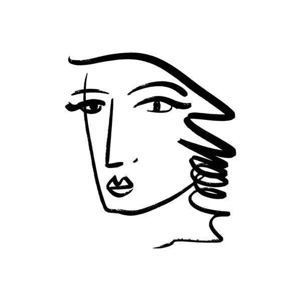 Vector Simple Dibujado Mano Blanco Negro Arte Retrato Línea Moda — Vector de stock