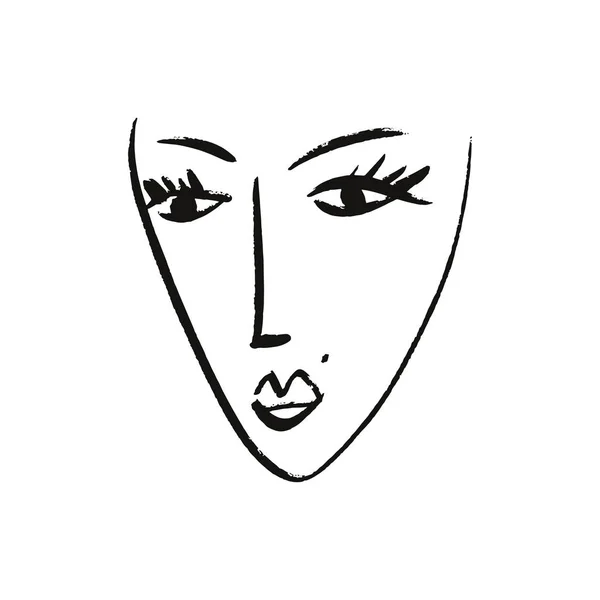 Vector Simple Dibujado Mano Blanco Negro Arte Retrato Línea Moda — Vector de stock