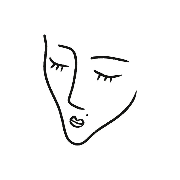 Vector Simple Dibujado Mano Blanco Negro Arte Retrato Línea Moda — Vector de stock