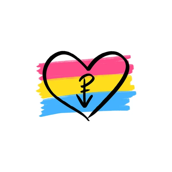 Movimiento Pansexual Lgbt Símbolo Bandera Color Minorías Sexuales Gays Lesbianas — Vector de stock