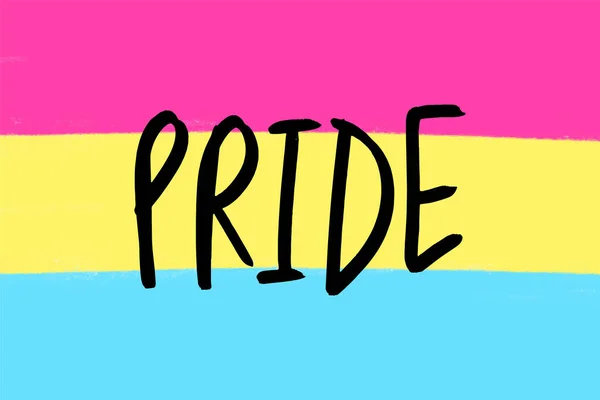 Pansexuelle Bewegung Lgbt Symbol Farbe Flache Flagge Mit Stolz Text — Stockvektor