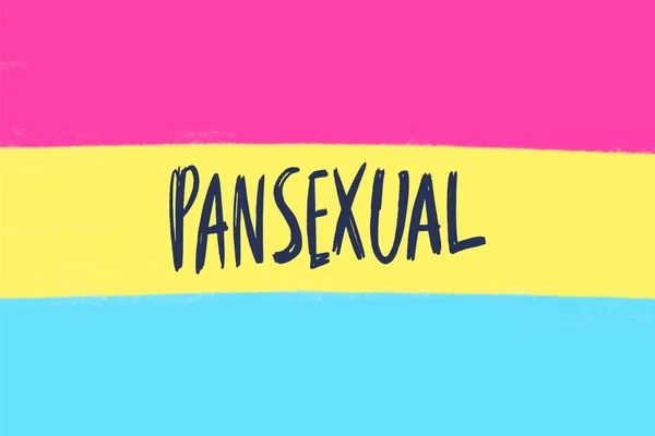 Mouvement Pansexuel Symbole Lgbt Couleur Drapeau Plat Avec Texte Minorités — Image vectorielle