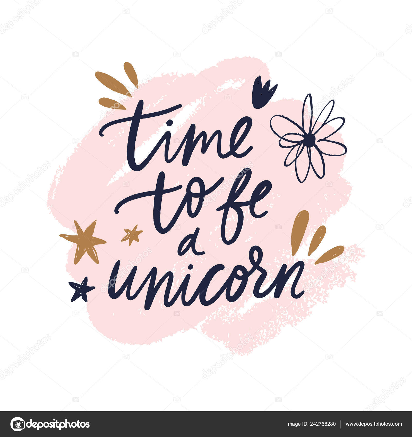 Electrificeren kever opvoeder Time Unicorn Text Tempting Cute Typography Lettering Postcard Poster Vector  Stock Vector Image by ©knstart #242768280
