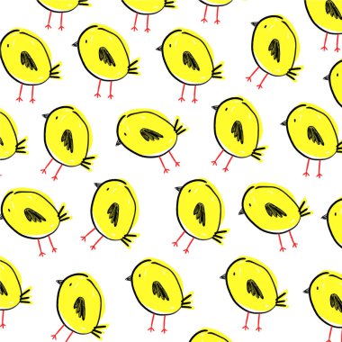 Çizgi film sarı civciv ile şirin kalıbı. Temting çağdaş sanat. Boho hipster çizim