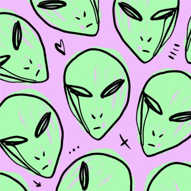 Doodle uzaylılar yağma desen. El stilize temting çağdaş sanat çekilmiş. Boho hipster çizim