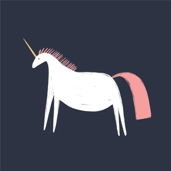 Elle Çizilmiş Şirin Komik Unicorn Kreş Temting Çağdaş Sanat Stilize — Stok Vektör