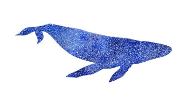 Glitter doku mavi balina anahat simgesi. Resim, etiket, baskı, kartpostal ve diğer tasarım için öğe. İzole