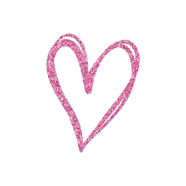 Glitter Texture Rose Coeur Contour Symbole Image Étiquette Impression Carte — Image vectorielle