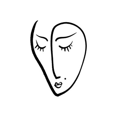 Basit el siyah beyaz moda portre resim çizilmiş. Soyut kompozisyon