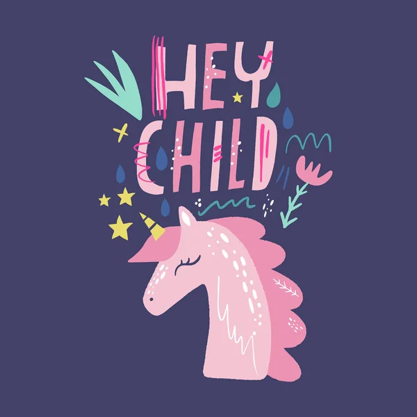 Unicorn vektor, söt dagis väggdekorationer, djurtryck, pastell baby rum inredning bilder, ClipArt — Stock vektor