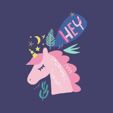 Tek boynuzlu at vektör, şirin çocuk odası duvar sanatı, hayvan baskı, pastel bebek odası dekorasyonu resimleri, küçük resim