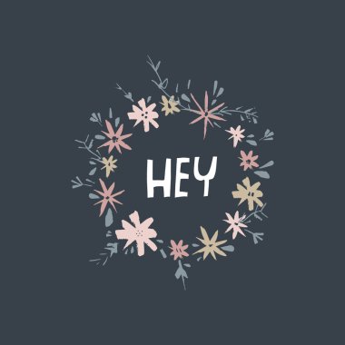 Çerçeve çiçek ile metin, desen öğeleri yazı dışarı kesmek. Çocuk illüstrasyon, doodle, kreş İskandinav tarzı