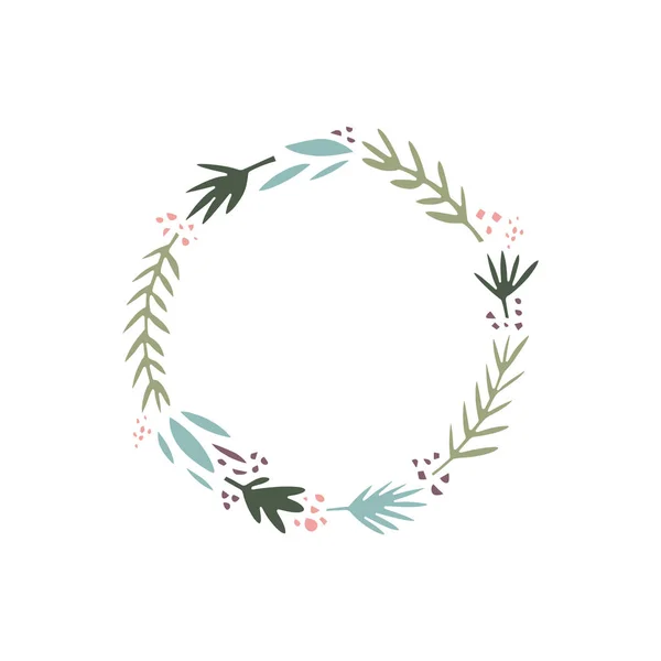 Ilustración floral vectorial, marco o corona, diseño de álbum de recortes, conjunto de florales pastel, plantilla para logotipo — Archivo Imágenes Vectoriales