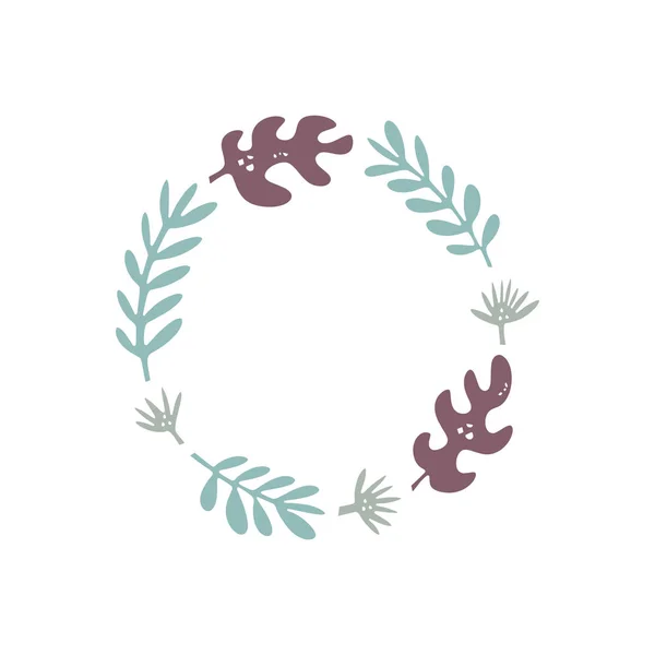 Vector floral illustration, frame or wreath, scrapbook design, pastel florals set, template for logo — Stock Vector