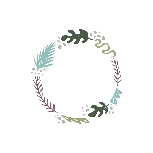 Illustration florale vectorielle, cadre ou couronne, scrapbook design, set de fleurs pastel, modèle pour logo — Image vectorielle