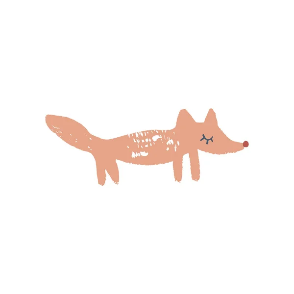 Sevimli Çizgi Elle Çizilmiş Fox Illüstrasyon Güzel Hayvan Orman Sakini — Stok Vektör