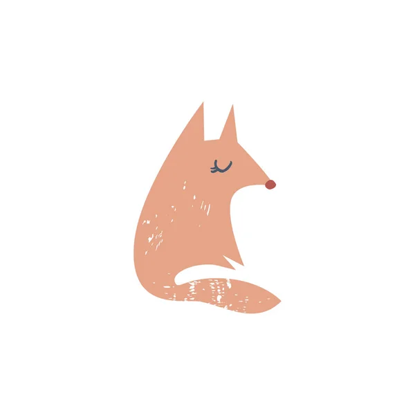 Sevimli Çizgi Elle Çizilmiş Fox Illüstrasyon Güzel Hayvan Orman Sakini — Stok Vektör