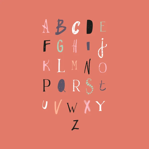 Vektor moderne lustige verspielte kindliche Schrift, Clip Art Buchstaben, Alphabet — Stockvektor