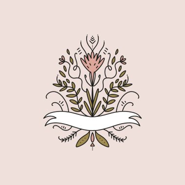 Vintage vektör çerçeve çiçek öğeleri. Logo şablonu, düğün Monogram, davetiyeler ve etiket. Kafe ve butik icin elverisli