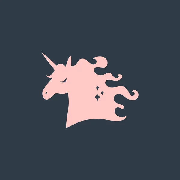 Silueta Cabeza Unicornio Bebé Elegante Ilustración Impresión Carteles Postales Tazas — Vector de stock