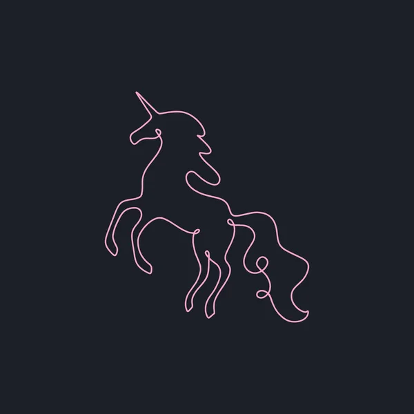 Unicorn Abstrak Trendy Satu Baris Seni Neon Vektor Ilustrasi Clip - Stok Vektor