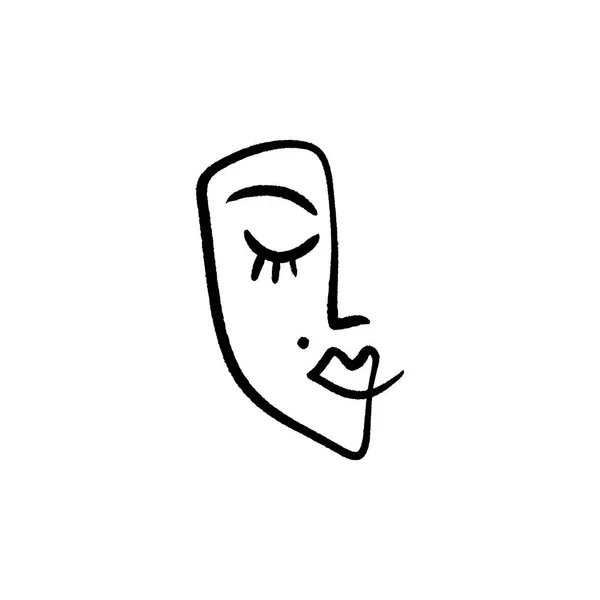 Σχέδιο με πρόσωπο γραμμής. Πορτρέτο σε μινιμαλιστικό στυλ. Διάνυσμα — Διανυσματικό Αρχείο