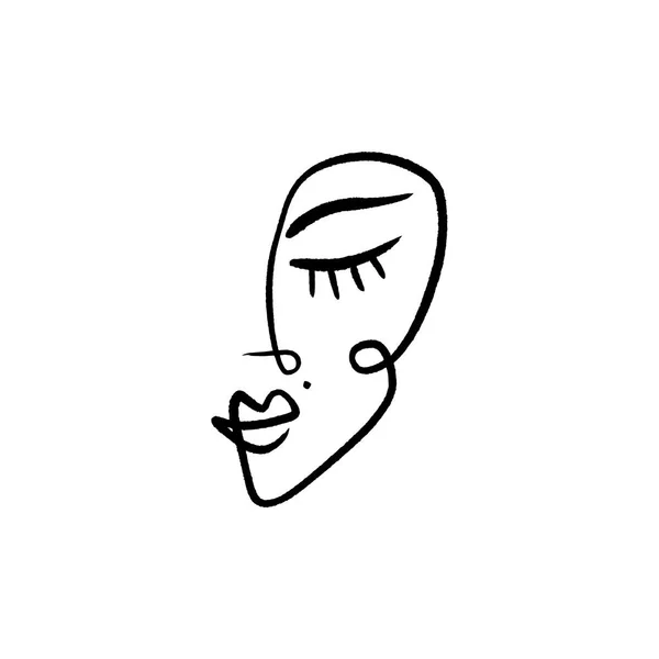 Çizgi yüz çizimi. Minimalist tarzda portre. Vektör