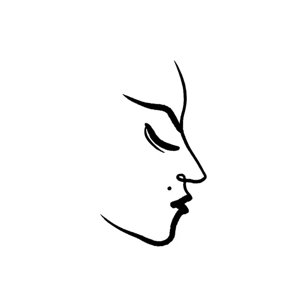 Dibujo de cara. Retrato en estilo minimalista. Vector — Vector de stock