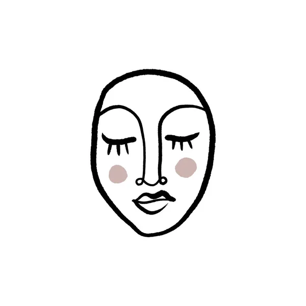 Line face drawing. Portrait in minimalistic style. Vector — Stock Vector