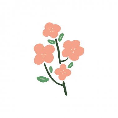 Dalları ile el çizilmiş çiçekler. Pastel renkler, karalama tarzında buket. Vektör bitkiler