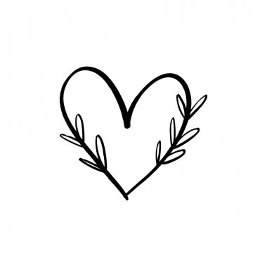 Çiçek hattı kalp logosu minimalist vektör küçük resim. Çiçekçi, çiçekçi, kozmetik ürünleri ve daha fazlası için tasarım elemanı