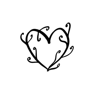Çiçek hattı kalp logosu minimalist vektör küçük resim. Çiçekçi, çiçekçi, kozmetik ürünleri ve daha fazlası için tasarım elemanı