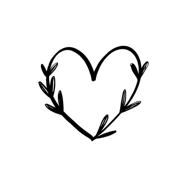 Floral ligne coeur logo minimaliste clip art vectoriel. Elément design pour fleuriste, fleuriste, cosmétique et plus — Image vectorielle