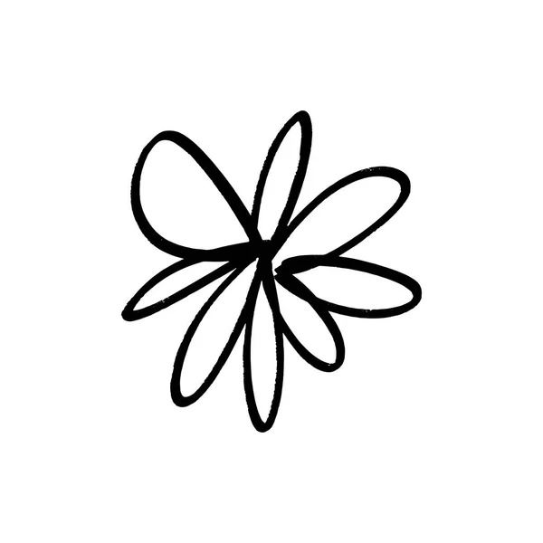 Hand Drawn Simple Brush Ink Flower Modern Design Grunge Style — Stock Vector